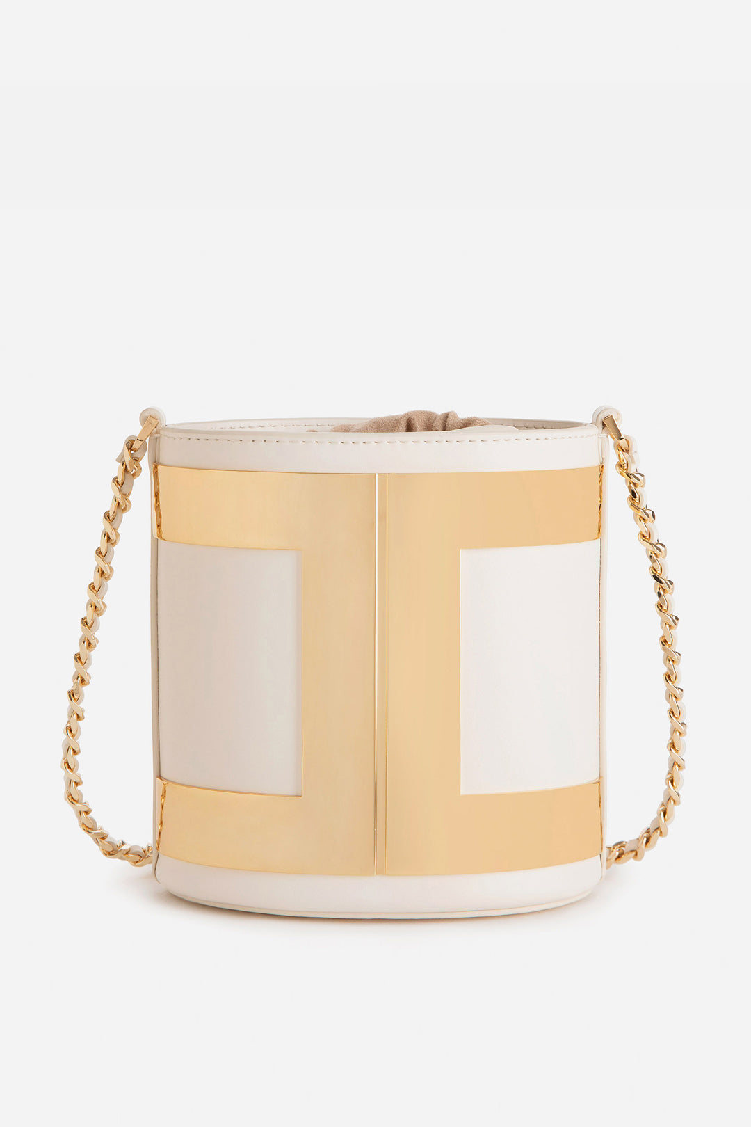 Elisabetta Franchi Borsa a Secchiello con Maxi Logo In Metallo BURRO