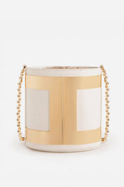 Elisabetta Franchi Borsa a Secchiello con Maxi Logo In Metallo BURRO