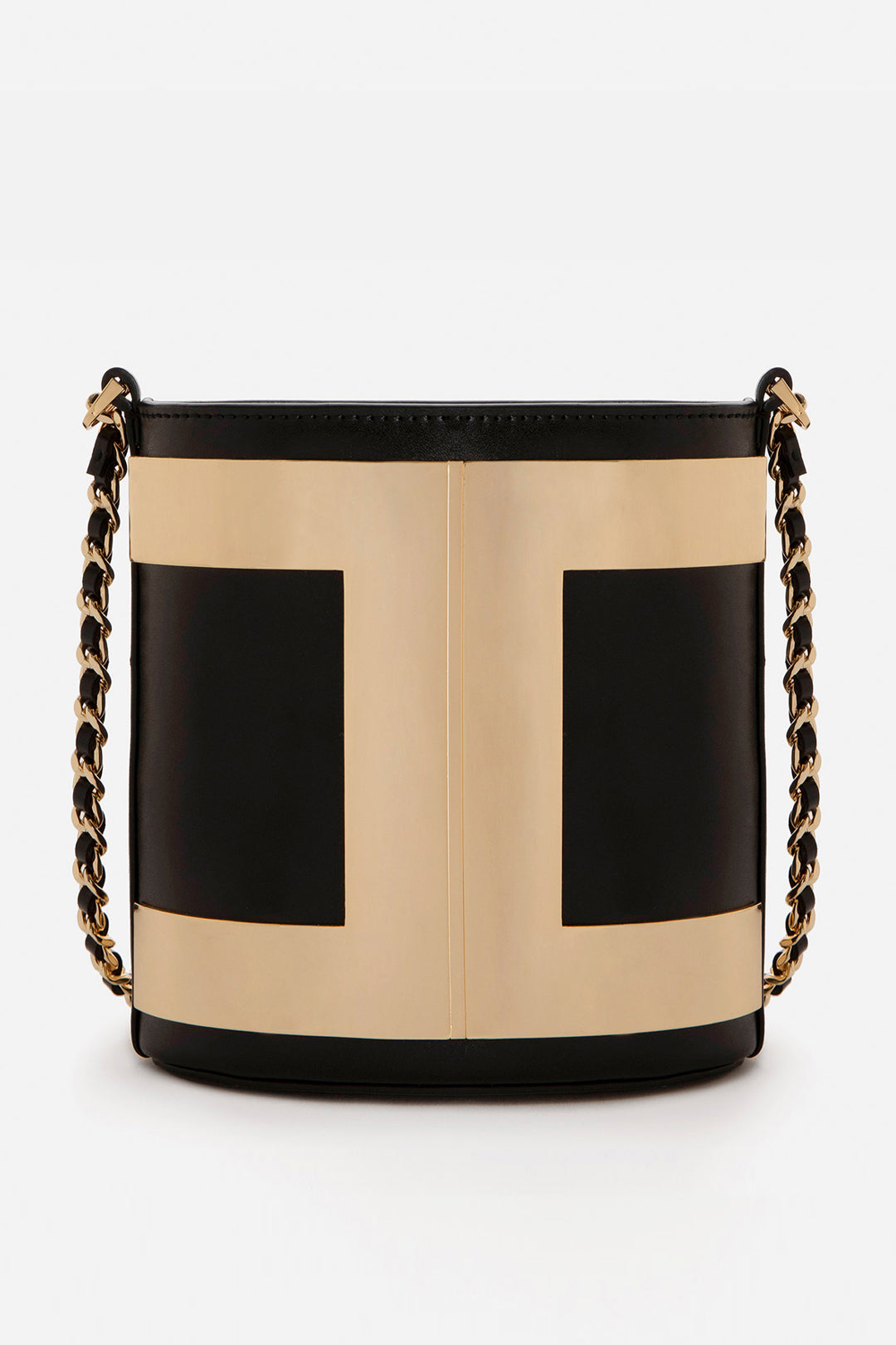 Elisabetta Franchi Borsa a Secchiello con Maxi Logo In Metallo NERO