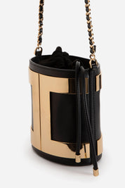 Elisabetta Franchi Borsa a Secchiello con Maxi Logo In Metallo NERO