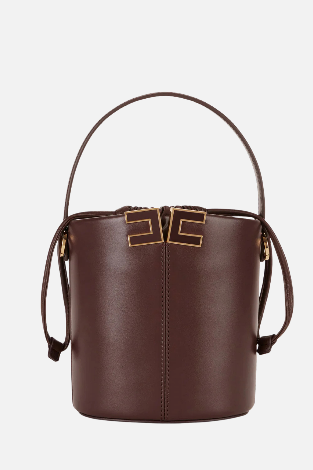 Elisabetta Franchi Borsa a Secchiello con Placca Logo Smaltata BS92A61E2 CACAO
