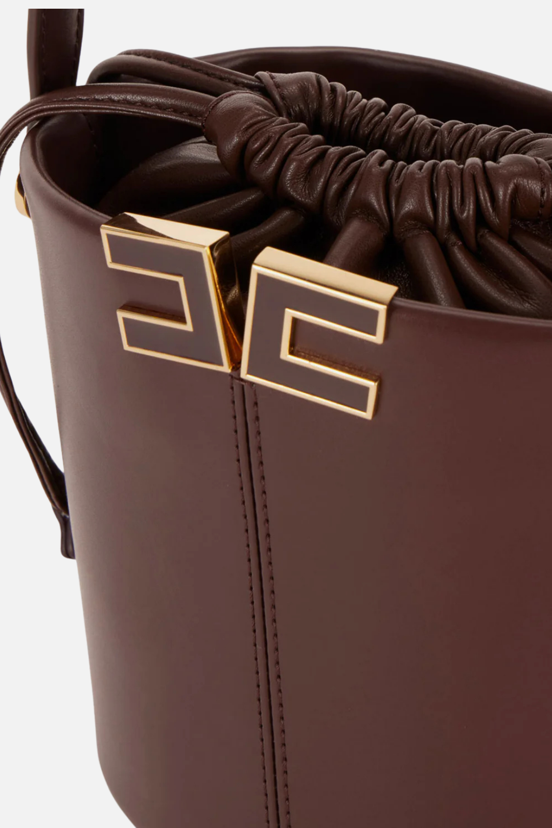 Elisabetta Franchi Borsa a Secchiello con Placca Logo Smaltata BS92A61E2 CACAO