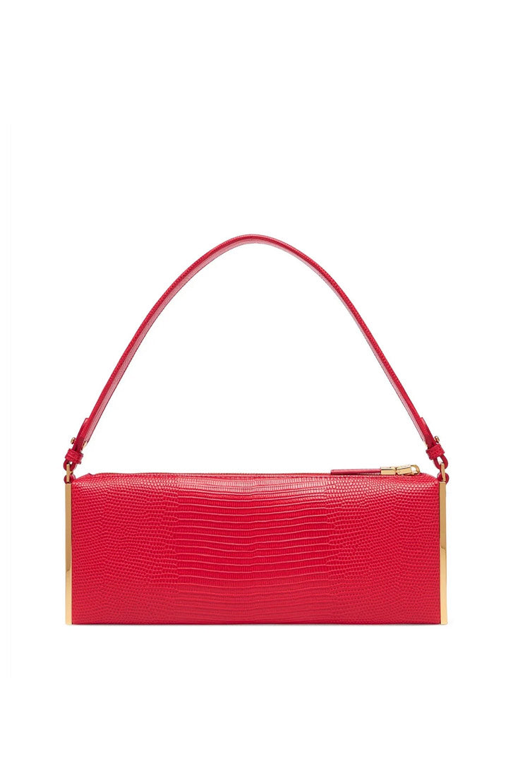 Elisabetta Franchi Borsa a Spalla con Stampa Lucertola e Dettagli Dorati BS15A66E2 RED PASSION
