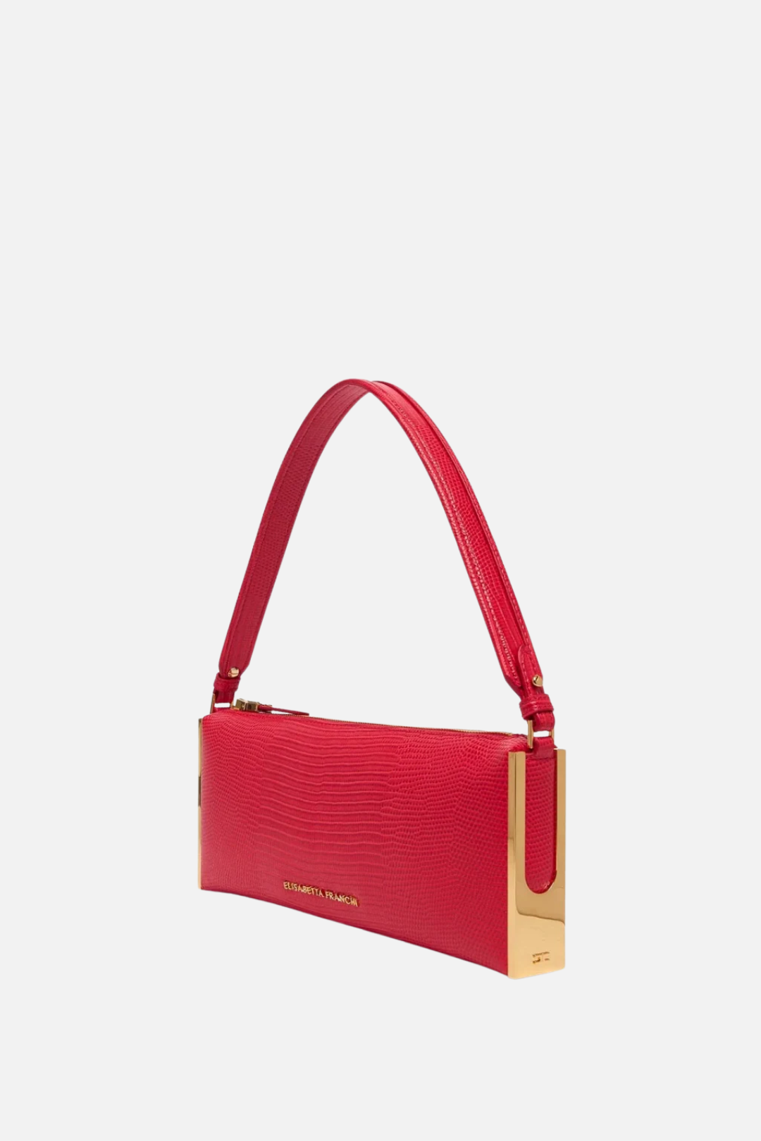 Elisabetta Franchi Borsa a Spalla con Stampa Lucertola e Dettagli Dorati BS15A66E2 RED PASSION