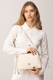Pinko Borsa a Spalla In Pelle Liscia con Coulisse BIANCO SETA-ANTIQUE GOLD