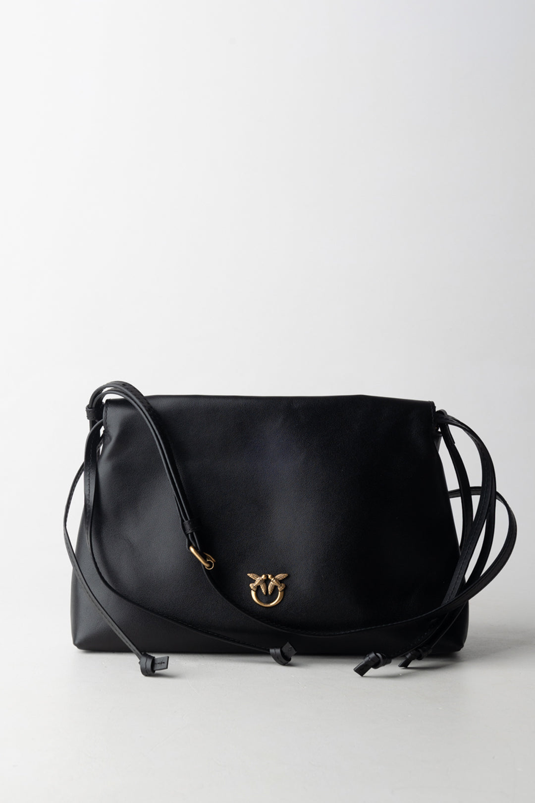 Pinko Borsa a Spalla In Pelle Liscia con Coulisse NERO-ANTIQUE GOLD