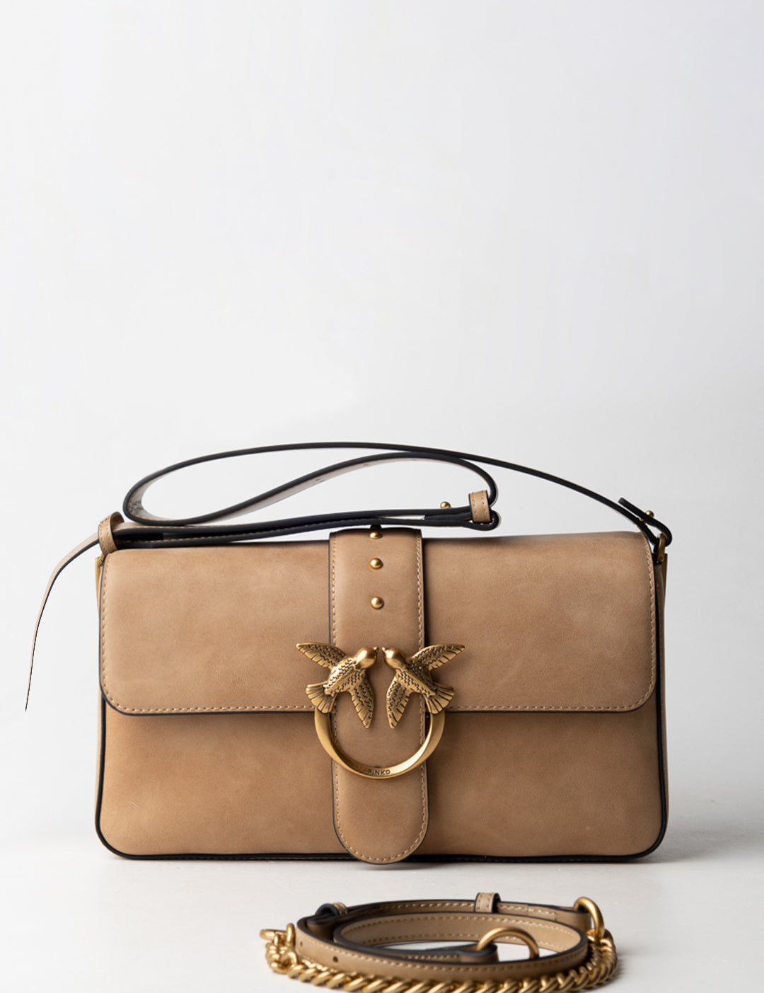 Pinko Borsa a Spalla Morbida 104524 A2C2 BEIGE-GRIGIO FUMO-ANTIQUE GOLD