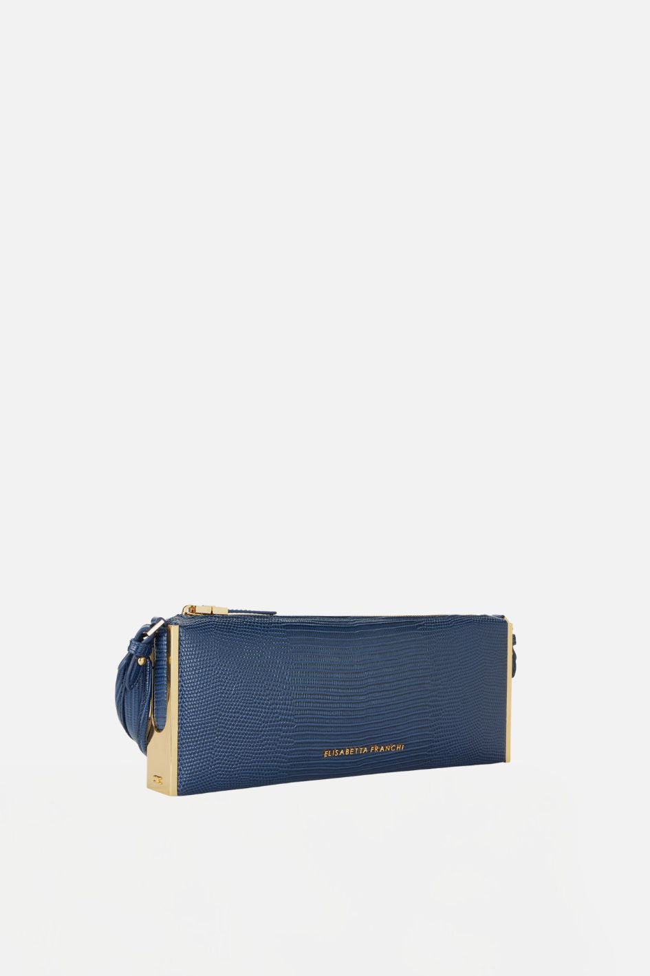 Elisabetta Franchi Borsa a Spalla Pelle con Stampa Lucertola BS15A66E2 BLU NOTTE