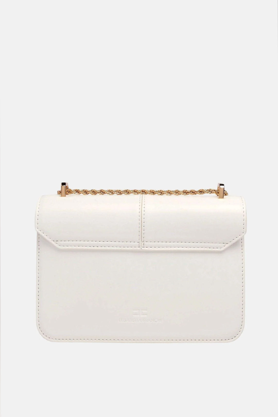 Elisabetta Franchi Borsa a Tracolla con Placca Logo Smaltata BS91A61E2 AVORIO