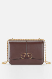 Elisabetta Franchi Borsa a Tracolla con Placca Logo Smaltata BS91A61E2 CACAO