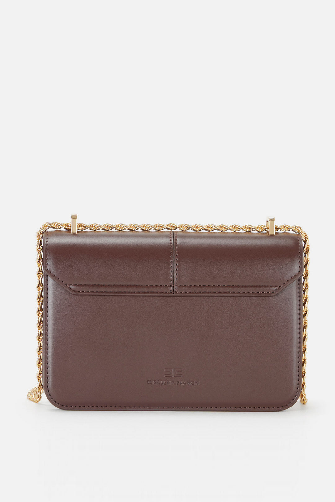 Elisabetta Franchi Borsa a Tracolla con Placca Logo Smaltata BS91A61E2 CACAO