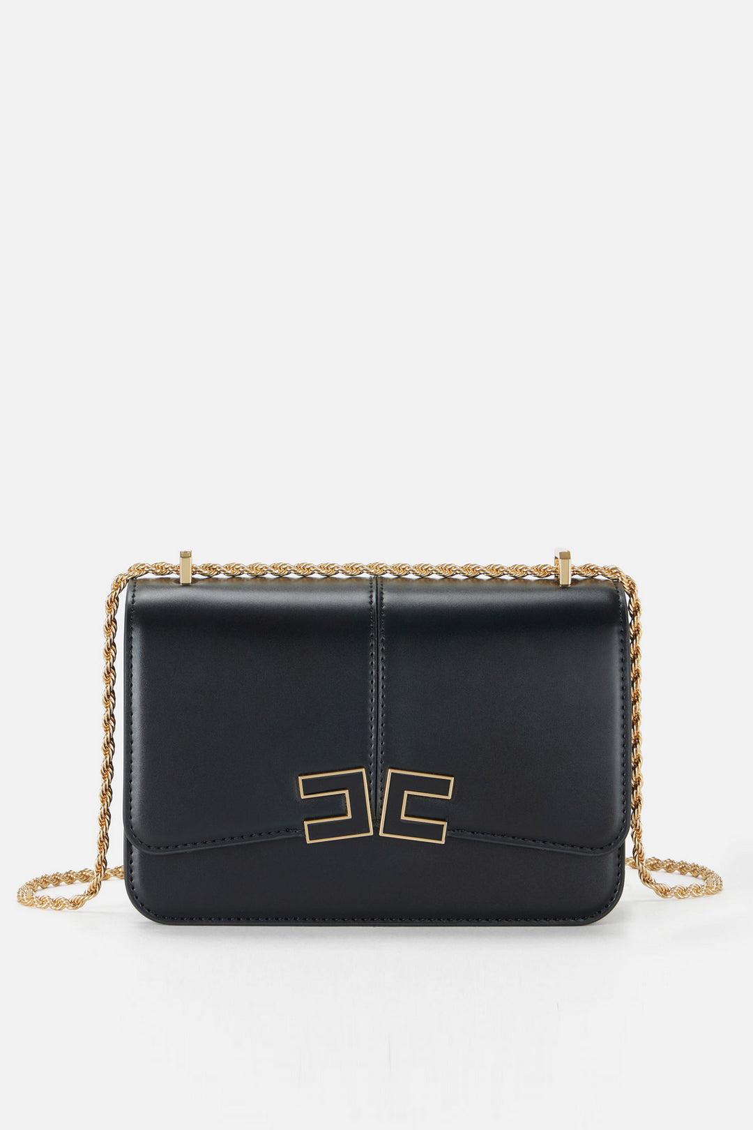 Elisabetta Franchi Borsa a Tracolla con Placca Logo Smaltata BS91A61E2 NERO