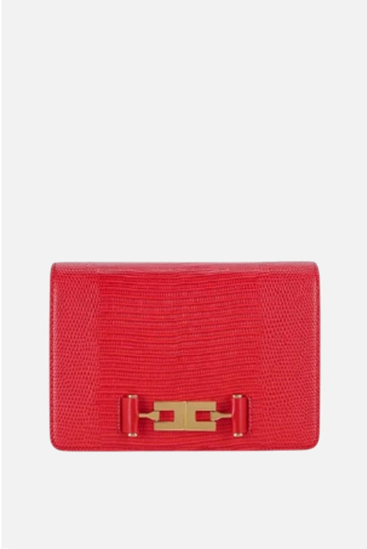 Elisabetta Franchi Borsa a Tracolla Effetto Pelle con Stampa Lucertola BS08A66E2 RED PASSION