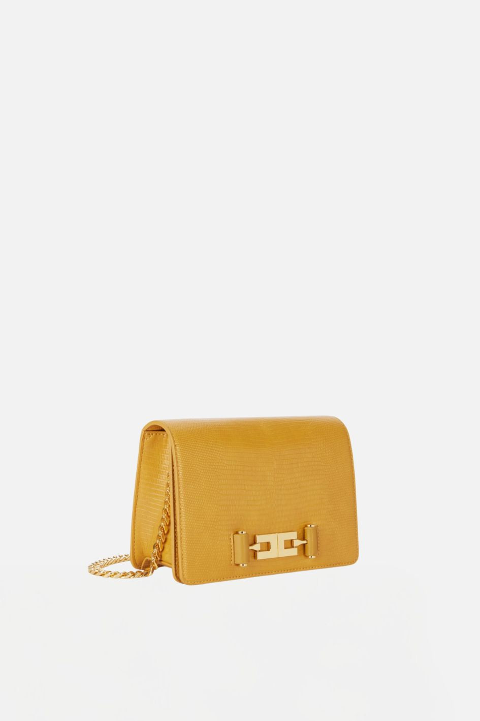 Elisabetta Franchi Borsa a Tracolla Effetto Pelle con Stampa Lucertola BS09A66E2 AMBRA