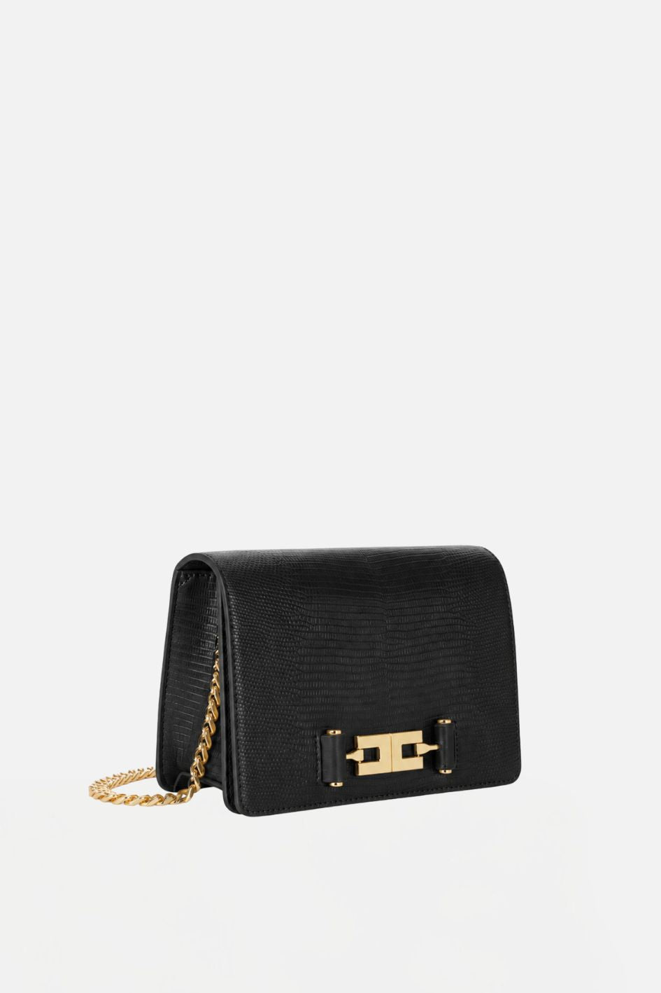 Elisabetta Franchi Borsa a Tracolla Effetto Pelle con Stampa Lucertola BS09A66E2 NERO