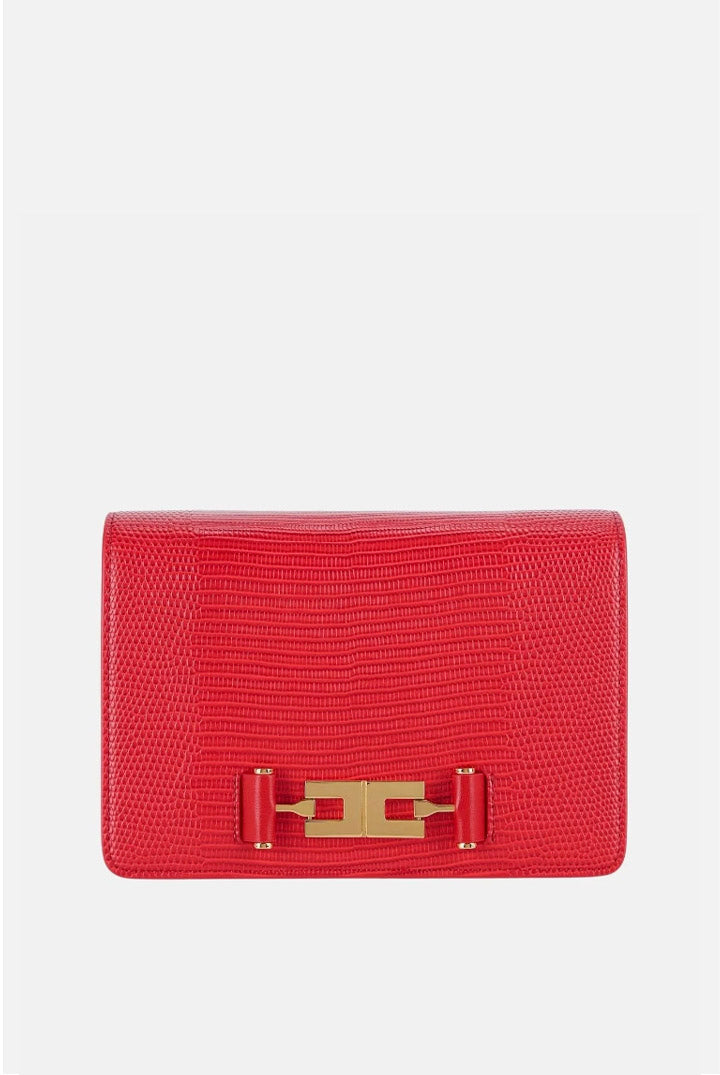 Elisabetta Franchi Borsa a Tracolla Effetto Pelle con Stampa Lucertola BS09A66E2 RED PASSION