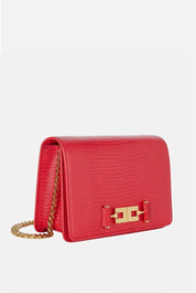 Elisabetta Franchi Borsa a Tracolla Effetto Pelle con Stampa Lucertola BS09A66E2 RED PASSION