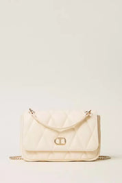 Twin-set Borsa a Tracolla Grande Trapuntata con Patta 252TB7053 PARCHMENT