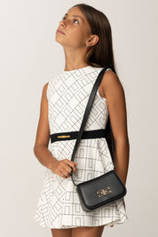 Elisabetta Franchi Bambina Borsa a Tracolla In Ecopelle con Logo Cc EFBO107CTV025 NERO