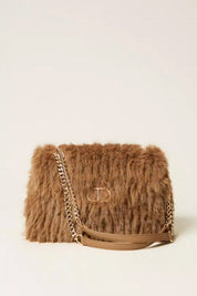 Twin-set Borsa a Tracolla In Pelliccetta con Patta 252TD8230 BEECH
