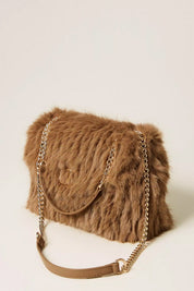 Twin-set Borsa a Tracolla In Pelliccetta con Patta 252TD8230 BEECH