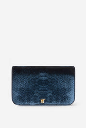 Elisabetta Franchi Borsa a Tracolla In Velluto con Stampa Cocco BS20A67E2 BLU NOTTE