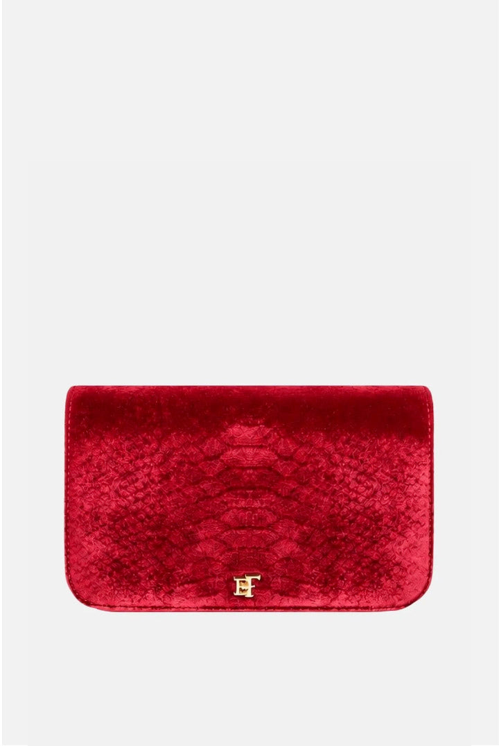 Elisabetta Franchi Borsa a Tracolla In Velluto con Stampa Cocco BS20A67E2 RED PASSION