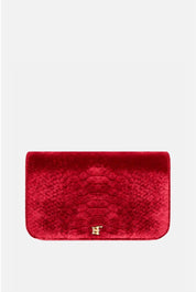 Elisabetta Franchi Borsa a Tracolla In Velluto con Stampa Cocco BS20A67E2 RED PASSION