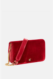 Elisabetta Franchi Borsa a Tracolla In Velluto con Stampa Cocco BS20A67E2 RED PASSION