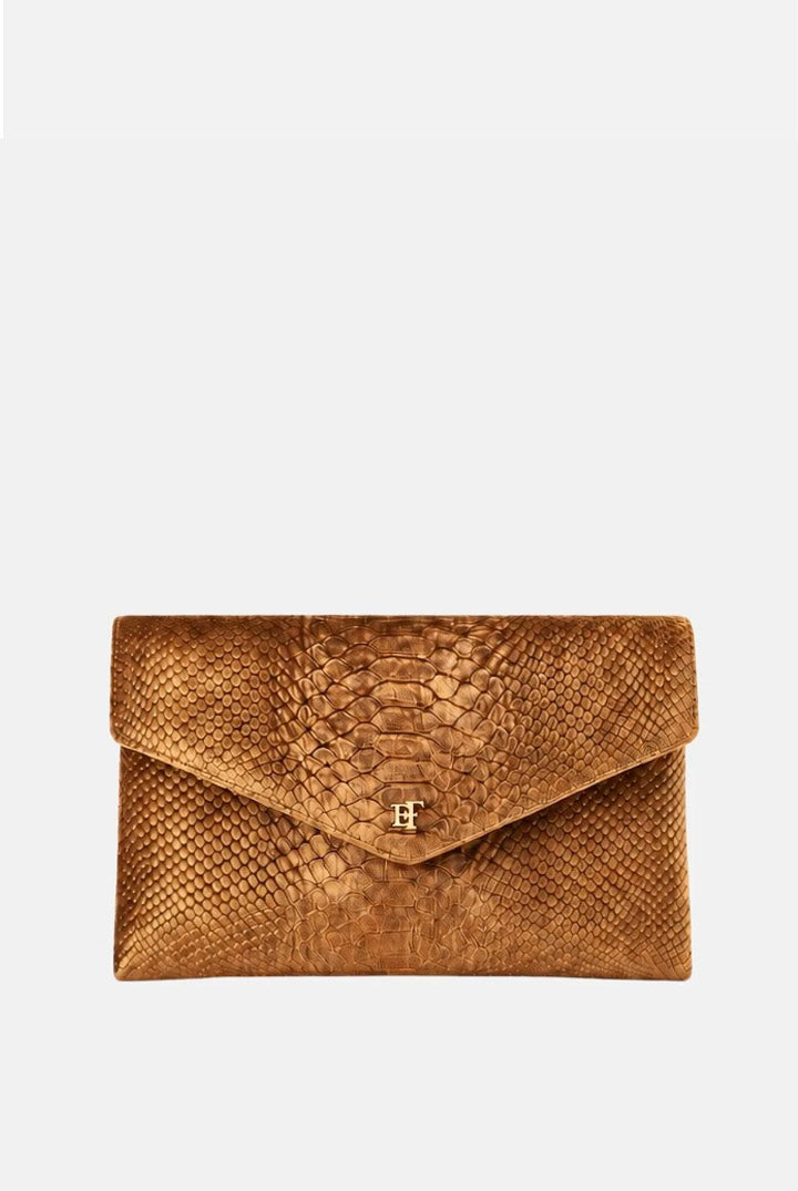 Elisabetta Franchi Borsa a Tracolla In Velluto con Stampa Cocco BS27A67E2 AMBRA