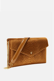Elisabetta Franchi Borsa a Tracolla In Velluto con Stampa Cocco BS27A67E2 AMBRA