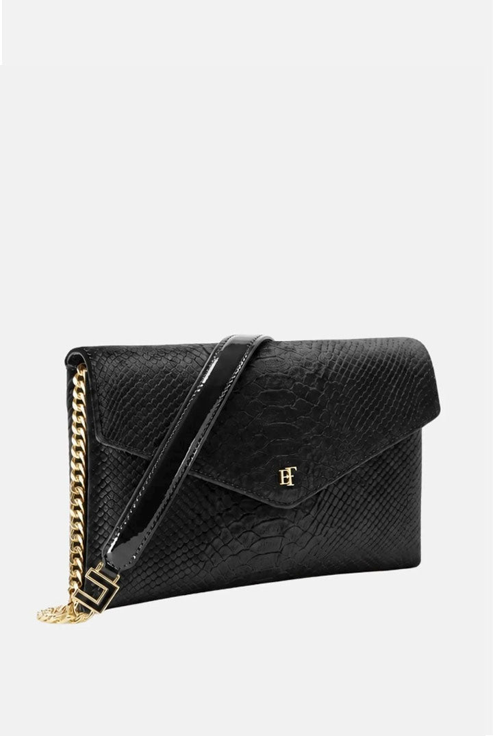 Elisabetta Franchi Borsa a Tracolla In Velluto con Stampa Cocco BS27A67E2 NERO