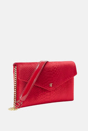 Elisabetta Franchi Borsa a Tracolla In Velluto con Stampa Cocco BS27A67E2 RED PASSION