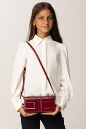 Elisabetta Franchi Bambina Borsa a Tracolla In Vernice con Maxi Logo Cc EFBO109CTV078 CHERRY