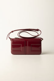 Elisabetta Franchi Bambina Borsa a Tracolla In Vernice con Maxi Logo Cc EFBO109CTV078 CHERRY