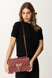 Pinko Borsa a Tracolla Love Bag con Pattern Logo 100941 A1YB BORDEAUX MERLOT-ANTIQUE GOLD