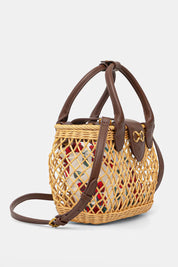 Twin-set Borsa Cestino con Stampa Ciliegia 261TD8252 BIC.PAGLIA/CUOIO