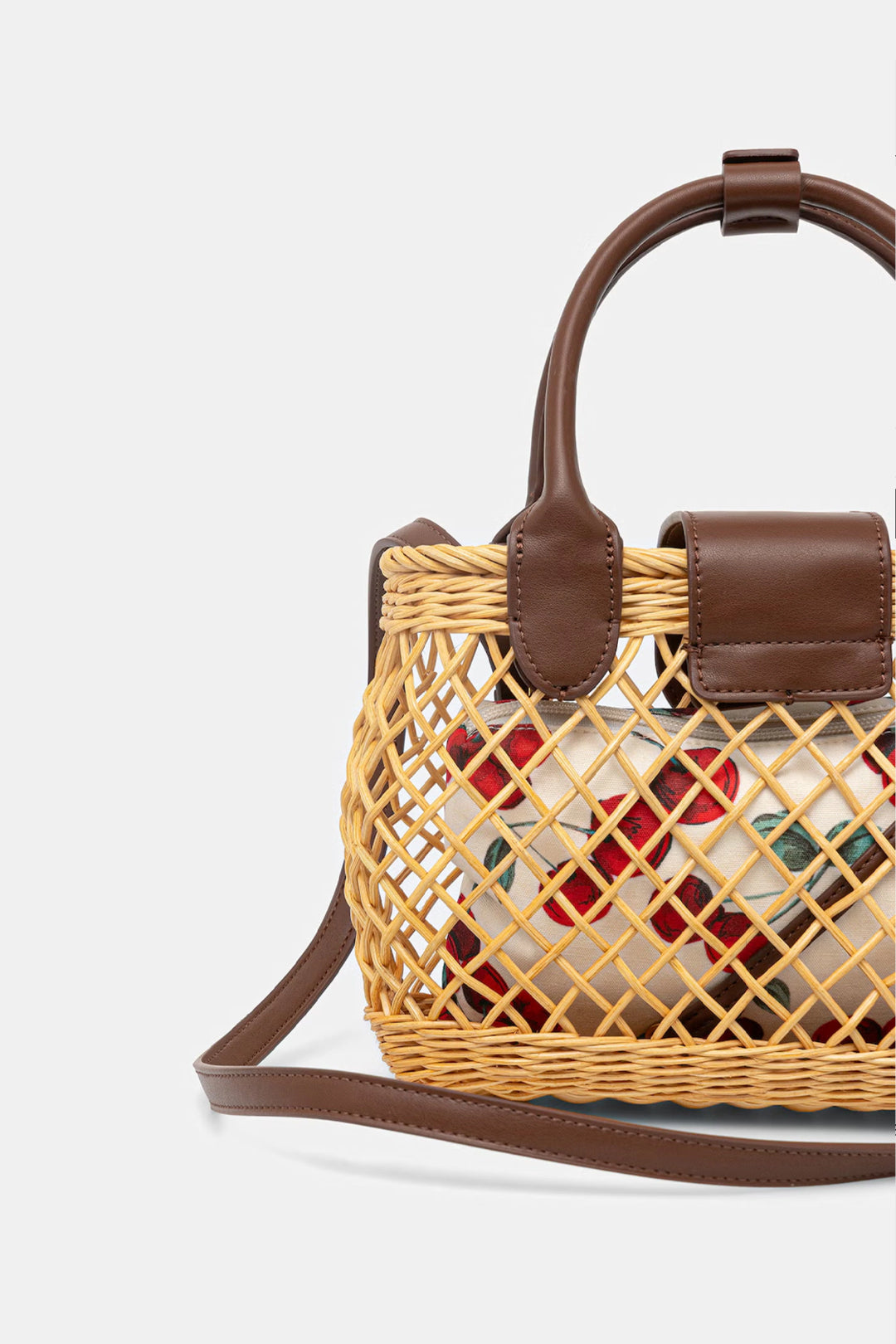 Twin-set Borsa Cestino con Stampa Ciliegia 261TD8252 BIC.PAGLIA/CUOIO
