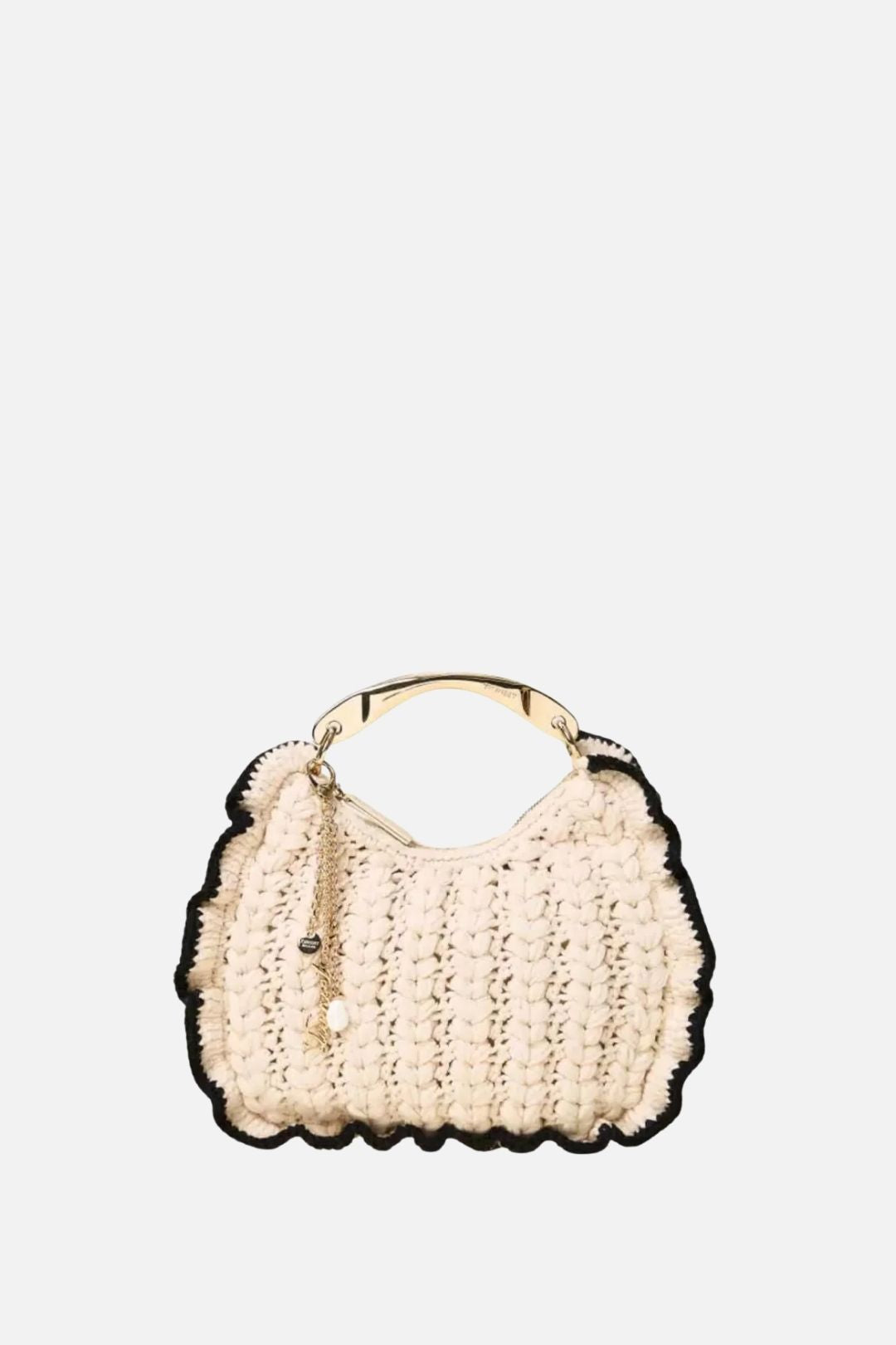 Twin-set Borsa Croissant In Maglia Crochet 262TB7290 BIC.PARCHMENT/NERO
