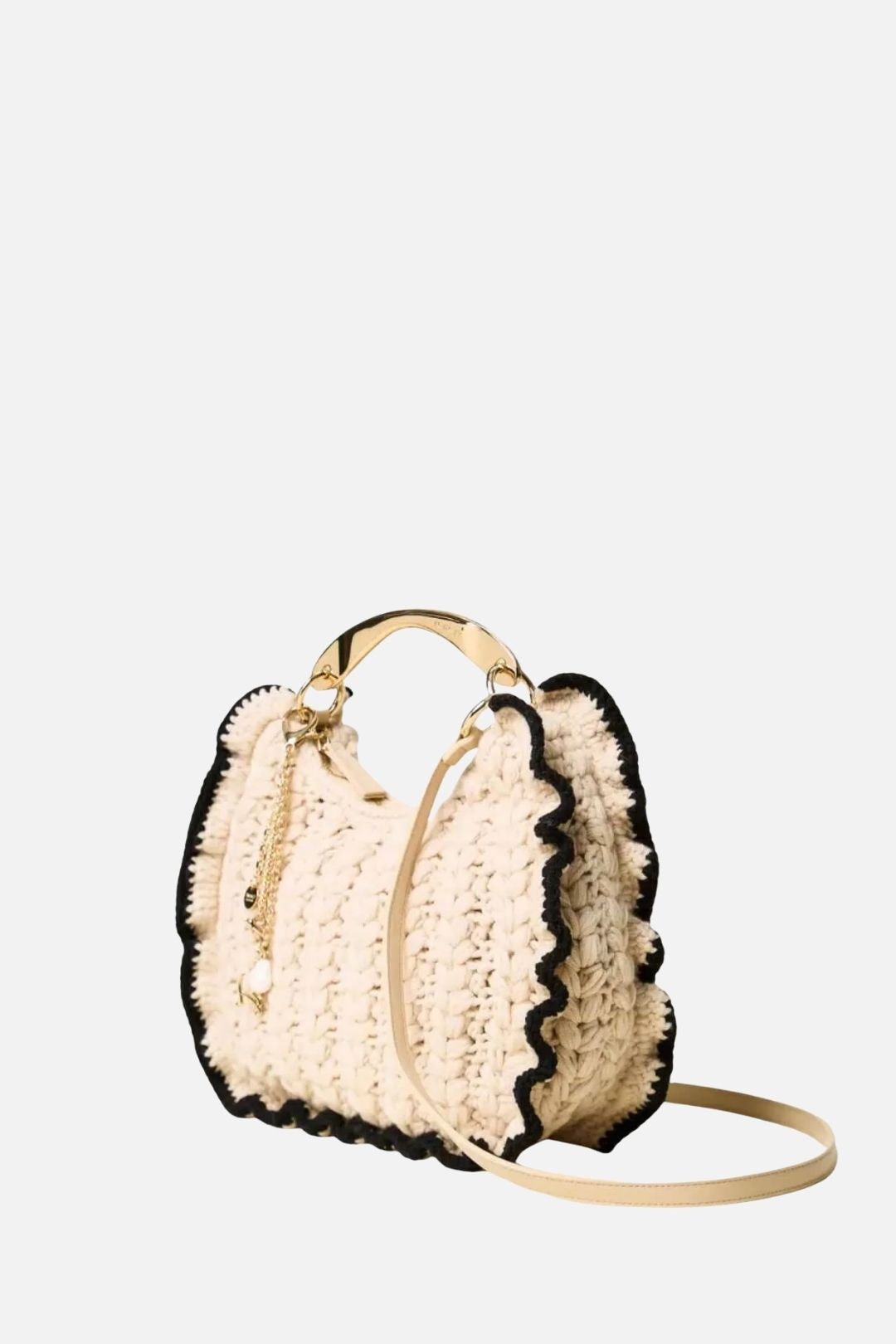 Twin-set Borsa Croissant In Maglia Crochet 262TB7290 BIC.PARCHMENT/NERO