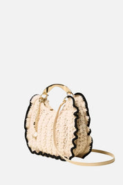 Twin-set Borsa Croissant In Maglia Crochet 262TB7290 BIC.PARCHMENT/NERO