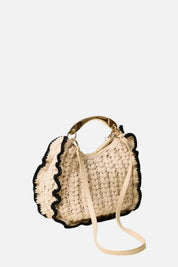 Twin-set Borsa Croissant In Maglia Crochet 262TB7290 BIC.PARCHMENT/NERO