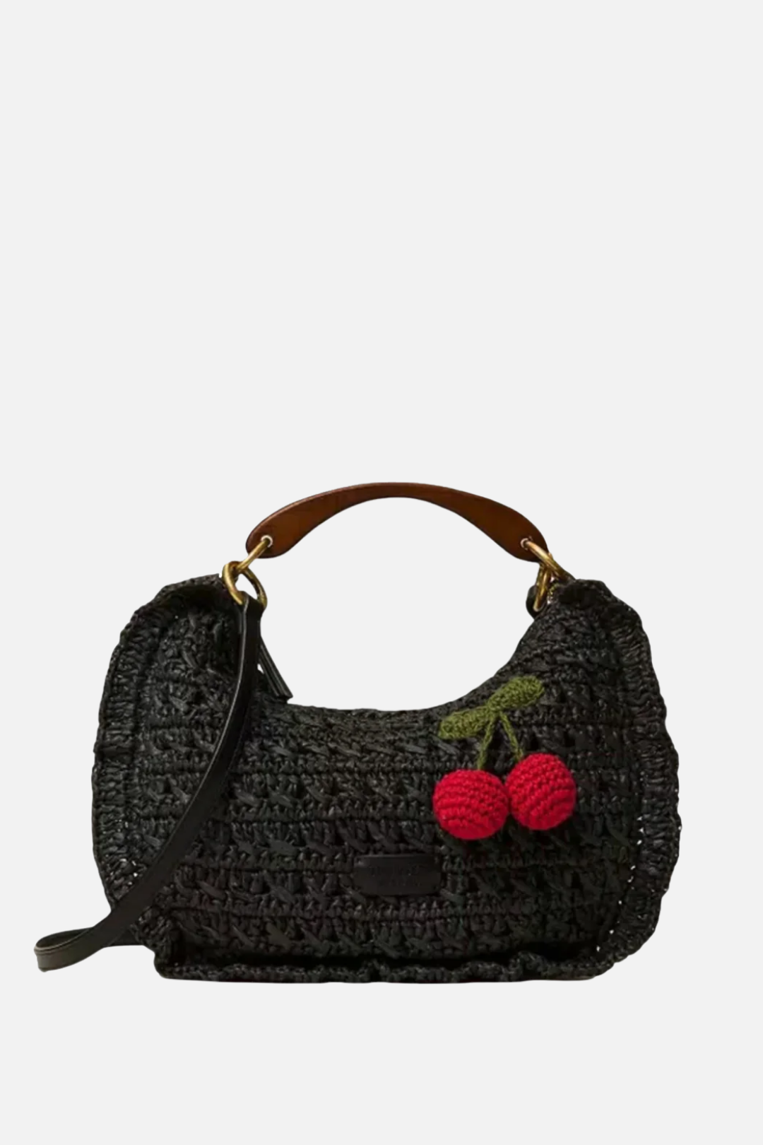 Twin-set Borsa Hobo Crochet con Charm Ciliegia 261TD8301 NERO