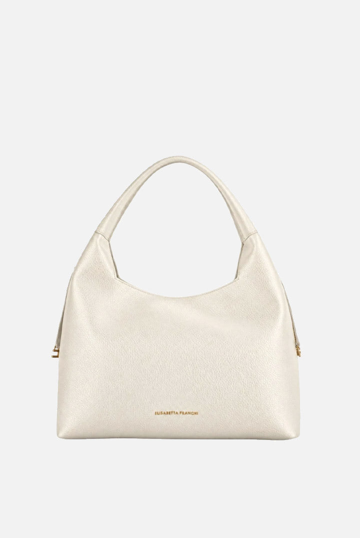 Elisabetta Franchi Borsa Hobo Effetto Pelle con Charms Logo BS23A66E2 BURRO