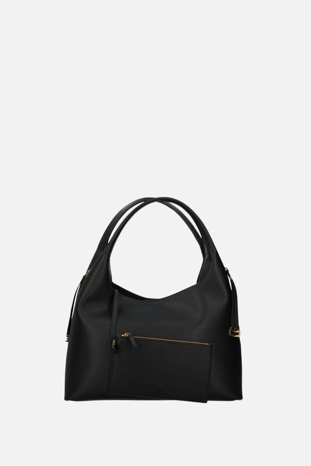 Elisabetta Franchi Borsa Hobo Effetto Pelle con Charms Logo BS23A66E2 NERO