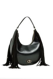 Twin-set Borsa Hobo Grande con Frange 252TB7121 NERO