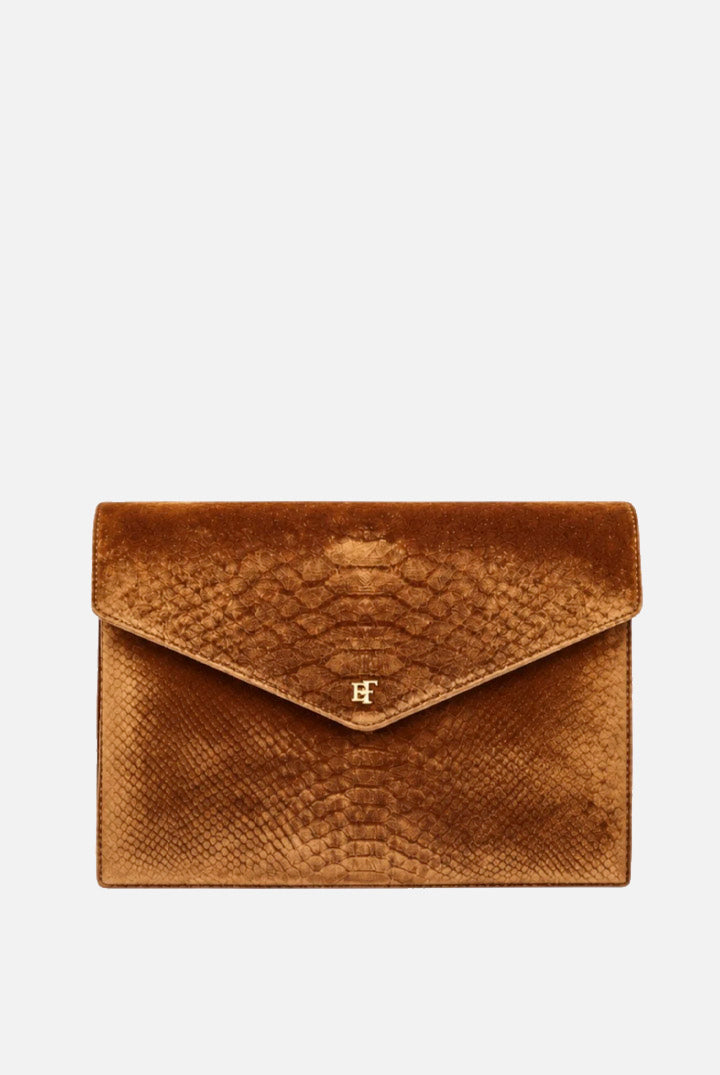 Elisabetta Franchi Borsa In Velluto con Stampa Cocco BS26A67E2 AMBRA