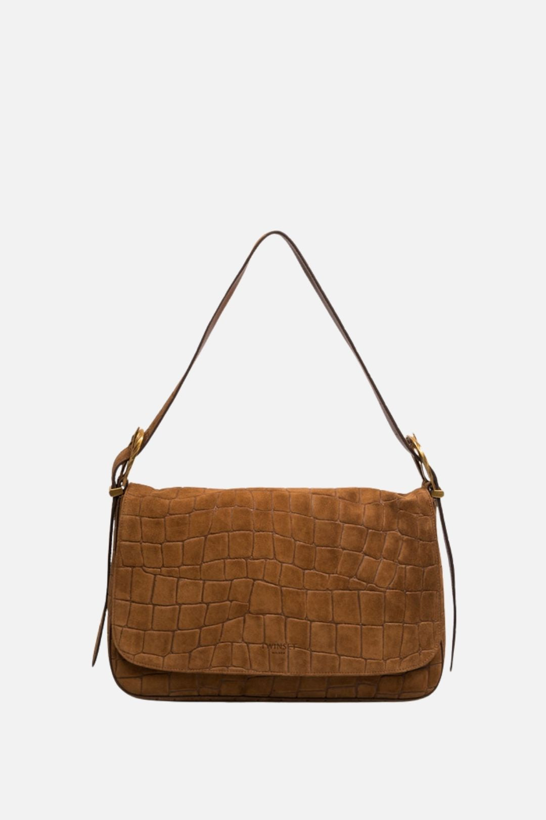 Twin-set Borsa Liliane In Pelle Scamosciata Stampa Cocco 262TD8140 BRANDY BROWN