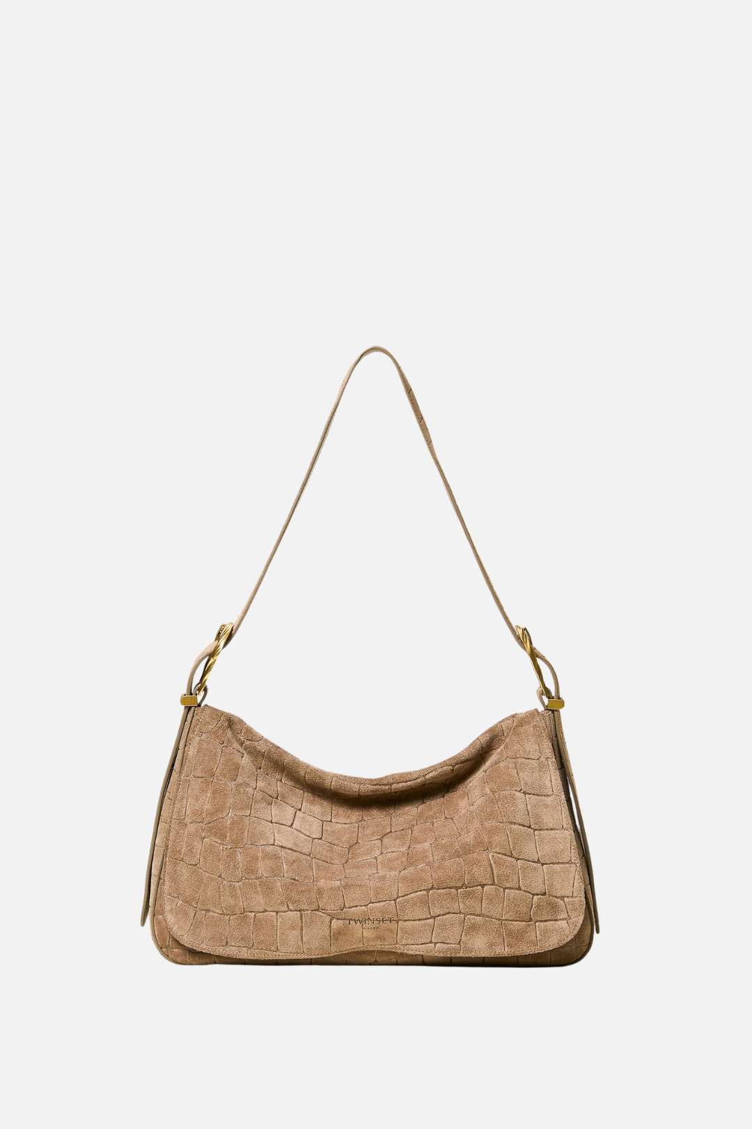 Twin-set Borsa Liliane In Pelle Scamosciata Stampa Cocco 262TD8140 LIGHT TAUPE