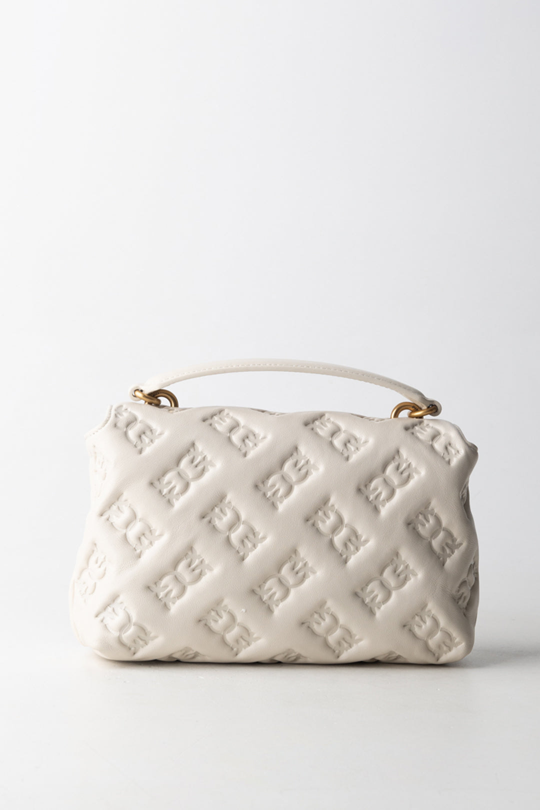 Pinko Borsa Love Bag con Logo Impresso BIANCO SETA-ANTIQUE GOLD